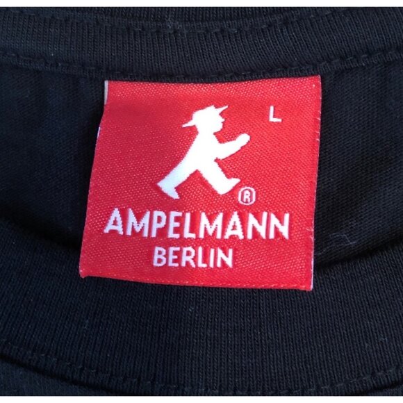Ampelmann Berlin Organic Cotton T-Shirt With Green Walking Man Graphic Black Lrg - Picture 3 of 9